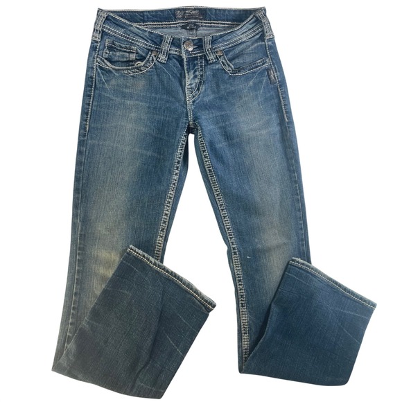 Silver Jeans Denim - Silver Jeans Aiko Bootcut Womens Blue Contrast Stitch Denim Jeans W26 L31